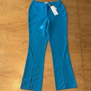 Oh Polly Teal Petite Flare Trousers